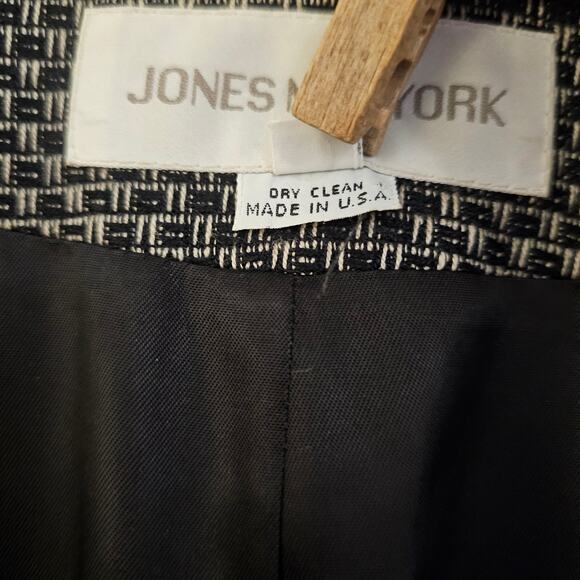 Vintage Jones New York Black Double Breasted Collarless Office Blazer Jacket 6 - Picture 4 of 6